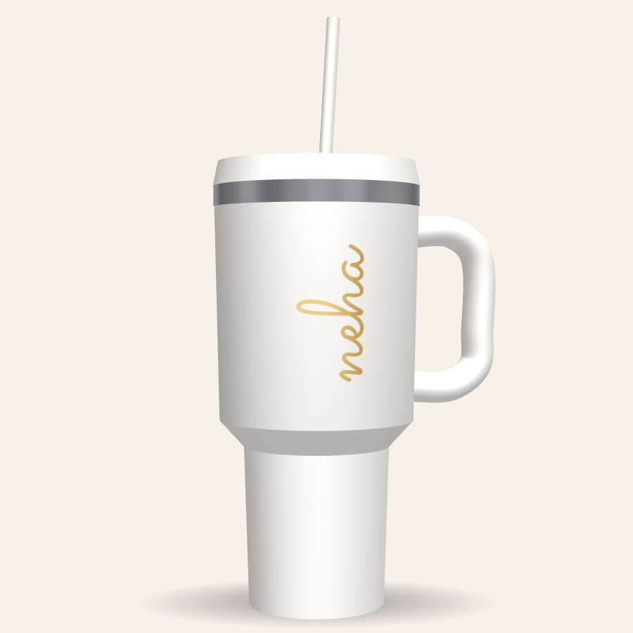 Custom Name Tumbler with Gold Script – 40 oz